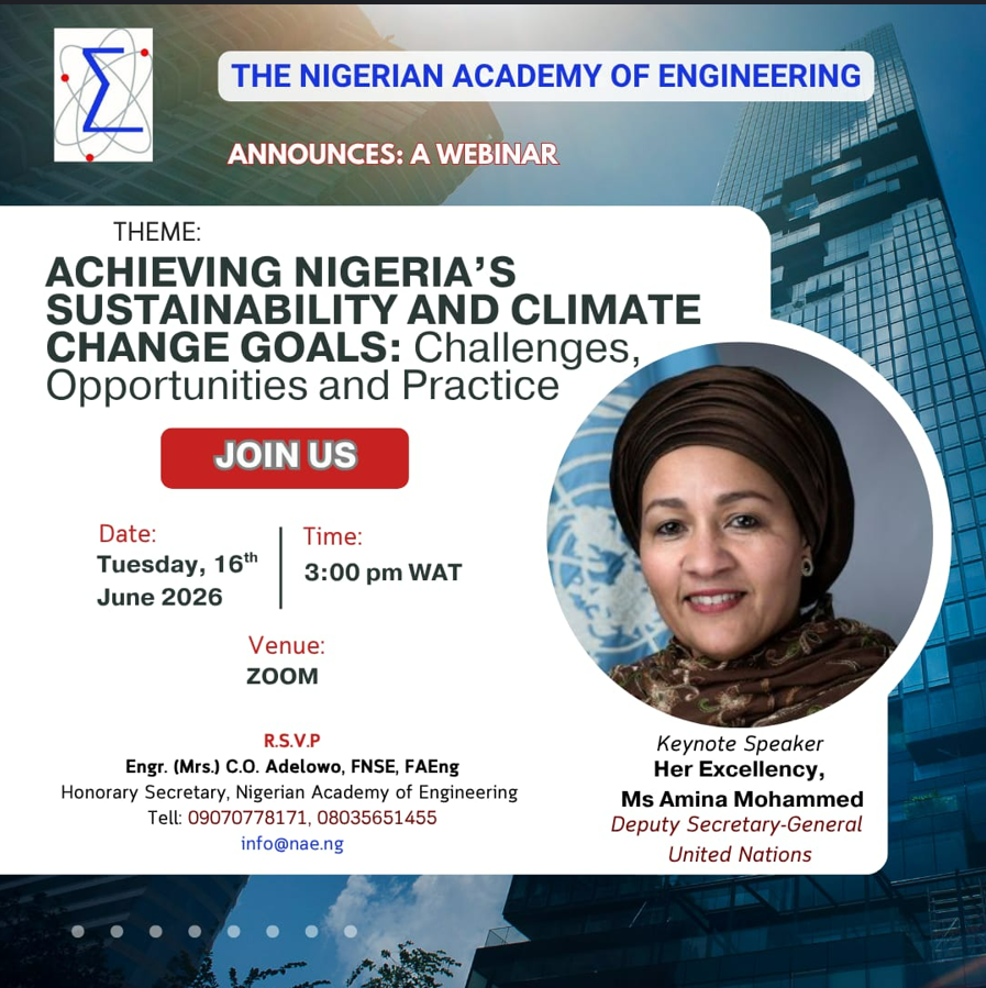 INVITATION TO A WEBINAR ON ACHIEVING NIGERIA'S SUSTAINABILITY AND CLIMATE CHANGE GOALS